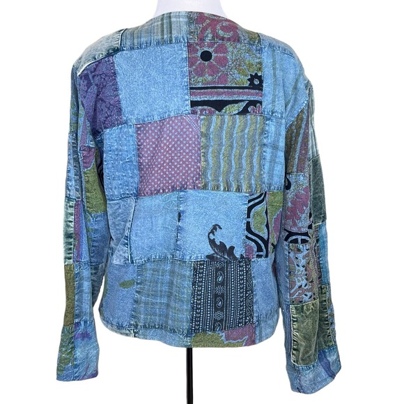 Sacred Threads Women’s Boho Art-to-Wear Patchwork Cotton Jacket Size Small - Picture 9 of 16